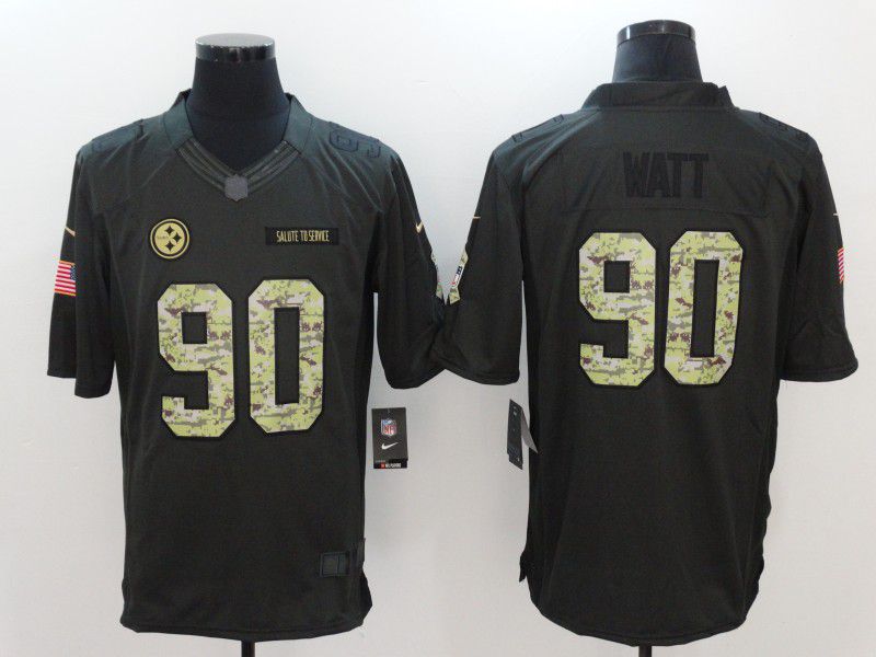 Men Pittsburgh Steelers #90 Watt Green Salute to Service Limited Jersey